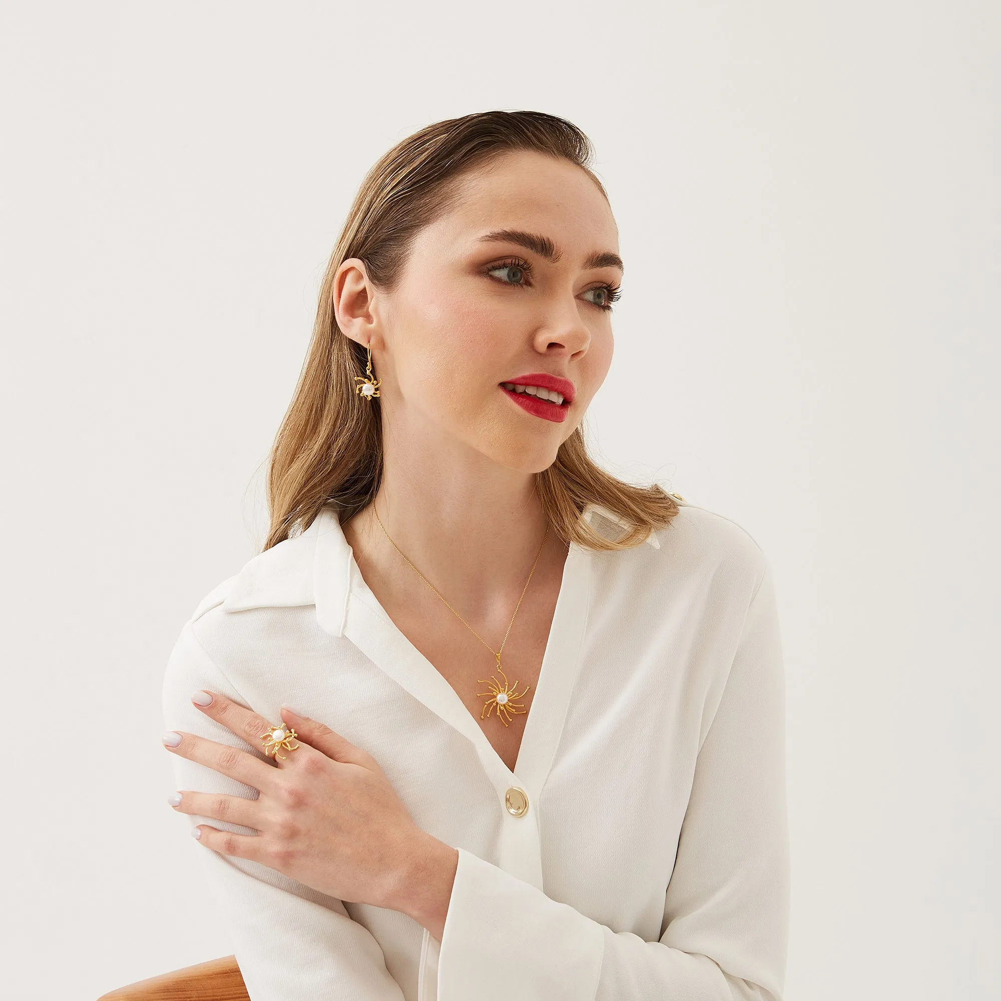 Pearl Sun Molten Dripping Sunburst Sterling Silver Pendant Necklace sold by Spero London product image thumbnail 3