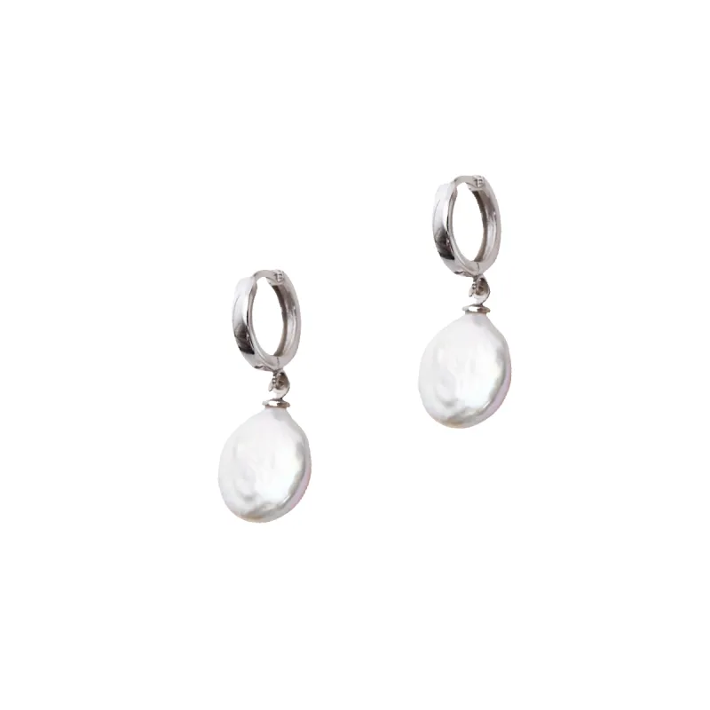Treated Freshwater Cultured Baroque Pearl Hoop Earrings sold by Spero London