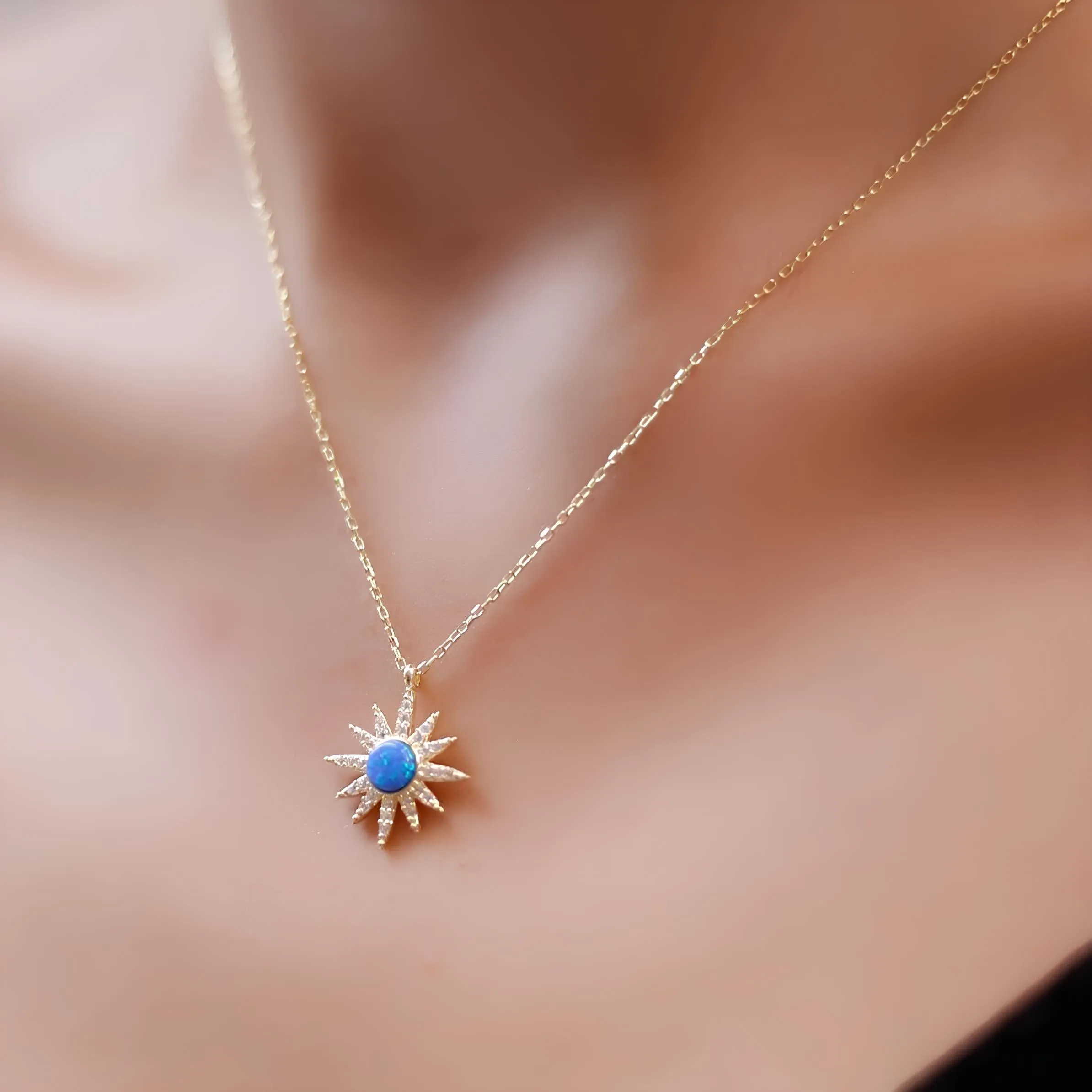 Blue Opal Sun Sterling Silver Necklace sold by Spero London product image thumbnail 4