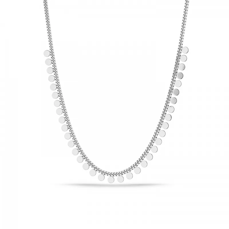 Disk Charm Coin Chain Necklace in Sterling Silver sold by Spero London