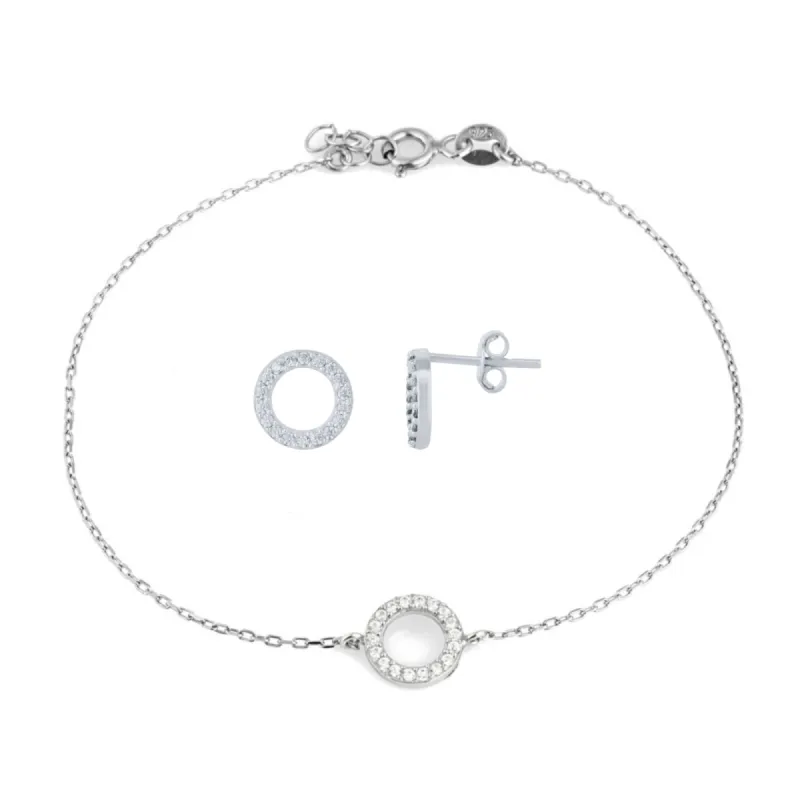 Circle Bracelet and Stud Set in Sterling Silver sold by Spero London