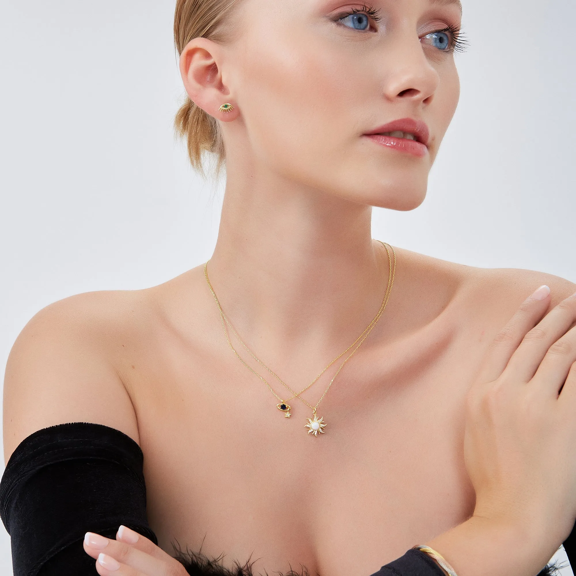 White Opal Sun & Sunburst Necklace in Sterling Silver sold by Spero London product image thumbnail 5