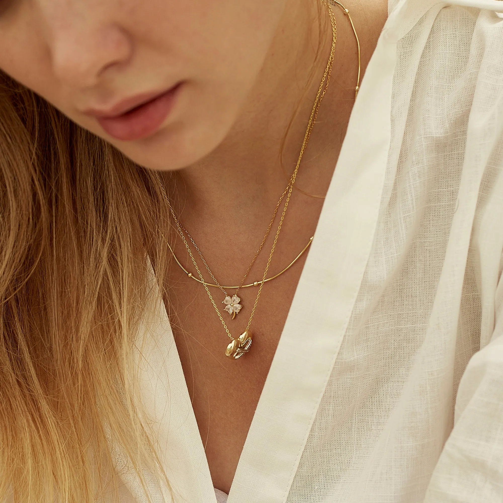 Four Leaf Clover Sterling Silver Necklace - White sold by Spero London product image thumbnail 2
