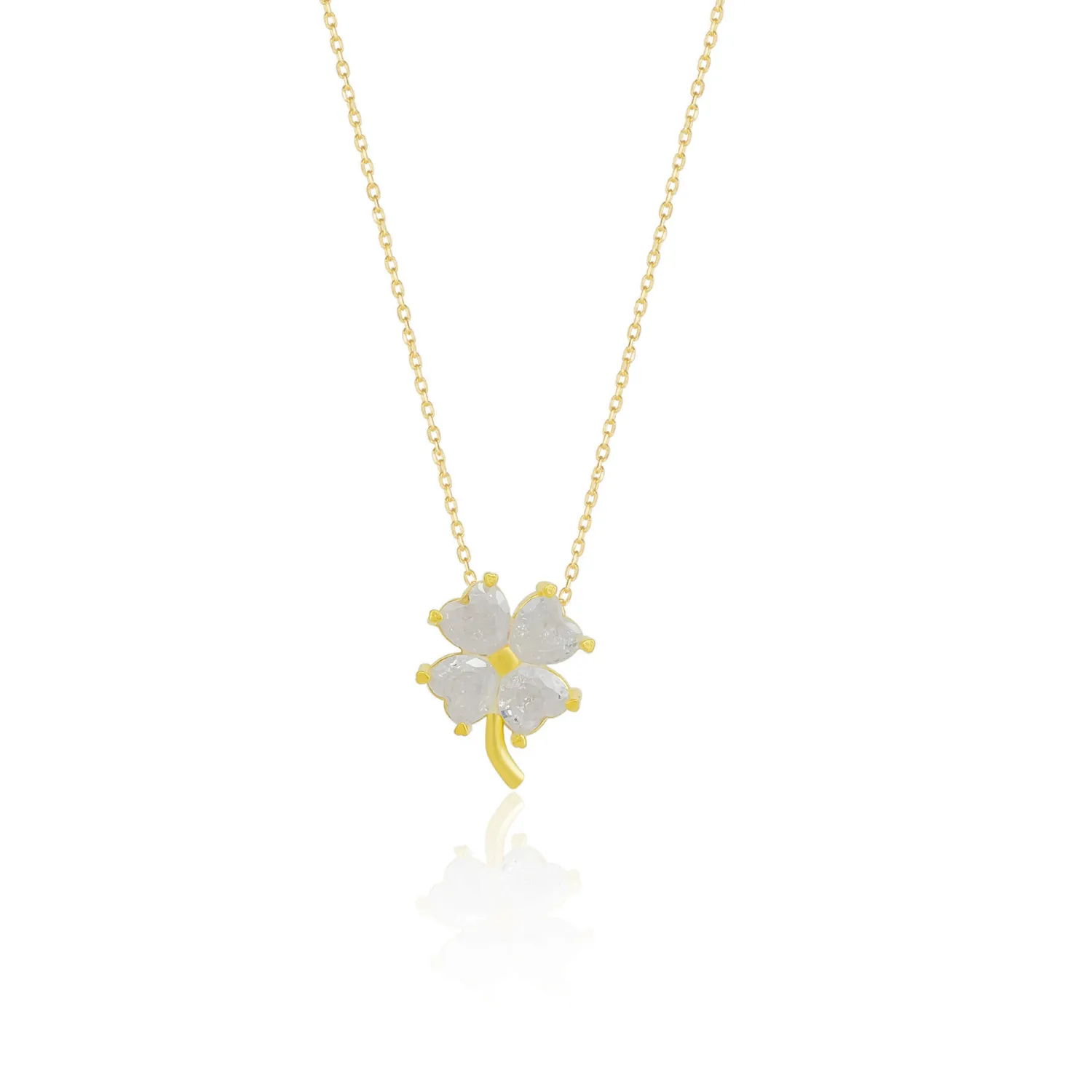 Four Leaf Clover Sterling Silver Necklace - White sold by Spero London