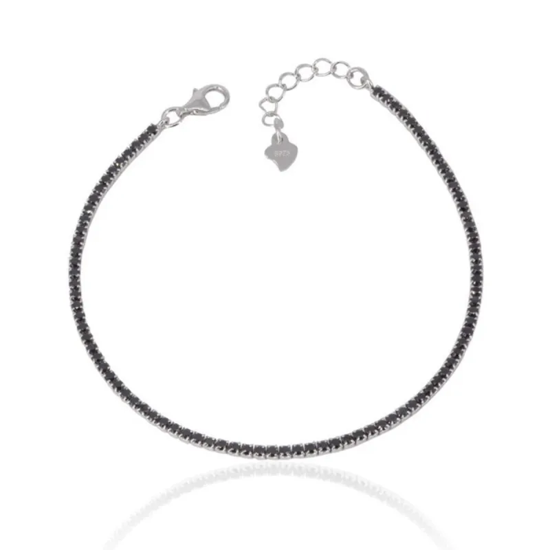 Sterling Silver Mini Black Tennis Bracelet sold by Spero London