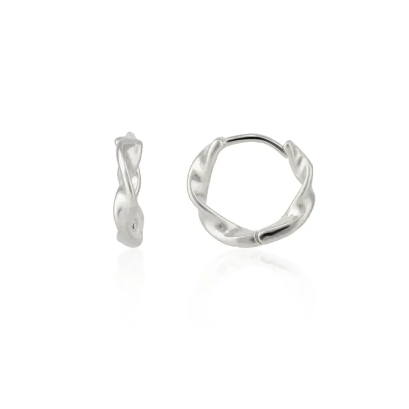 Naturally Twisted Molten Sterling Silver Hoop Earrings sold by Spero London