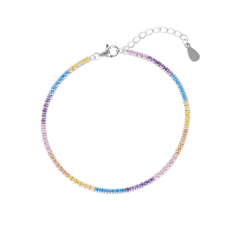 Pastel Color Colourful Sterling Silver Tennis Bracelet sold by Spero London