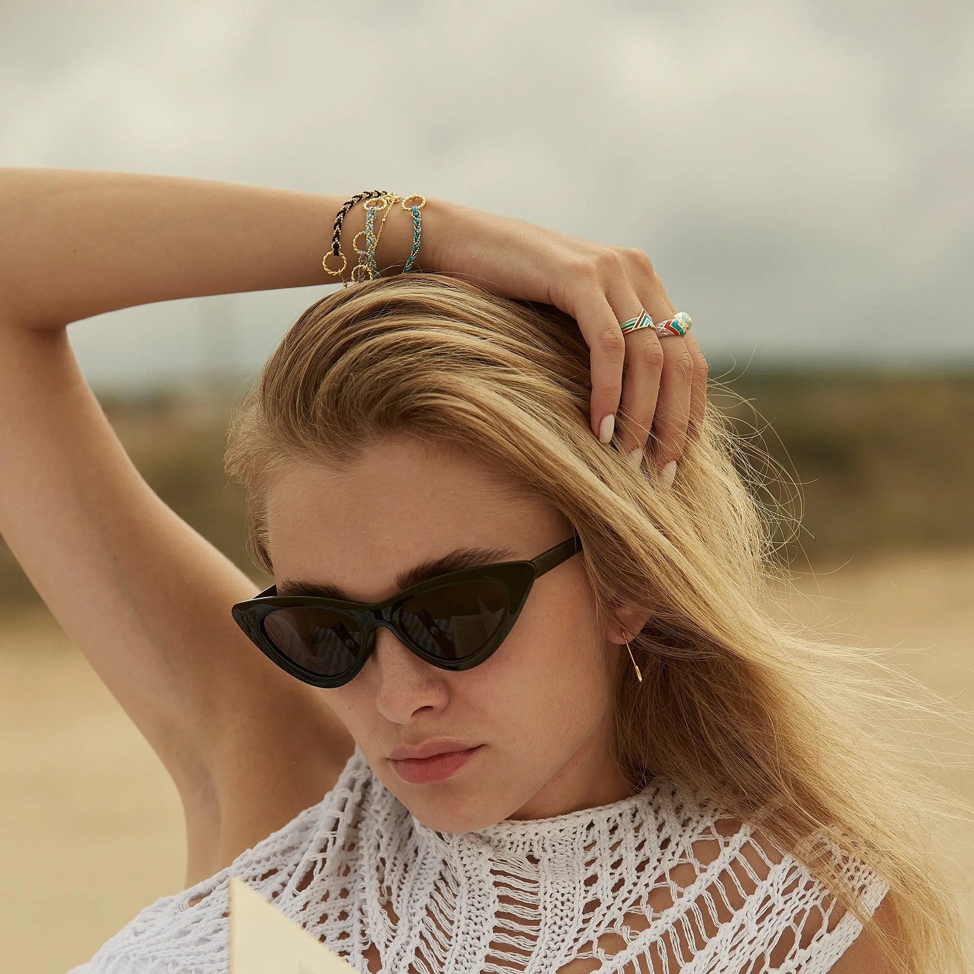 Semi Twisted and Handmade Braided Sterling Silver Bracelet Set sold by Spero London product image thumbnail 3