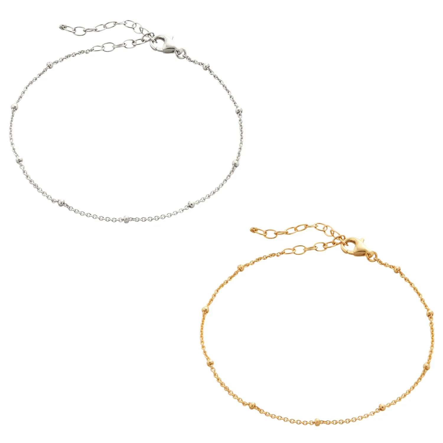 Bead Curb Chain Sterling Silver Adjustable Satellite Bracelet Set sold by Spero London product image thumbnail 3