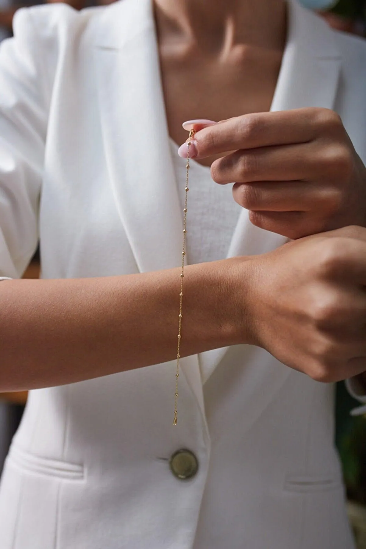 Bead Curb Chain Sterling Silver Adjustable Satellite Bracelet Set sold by Spero London product image thumbnail 5