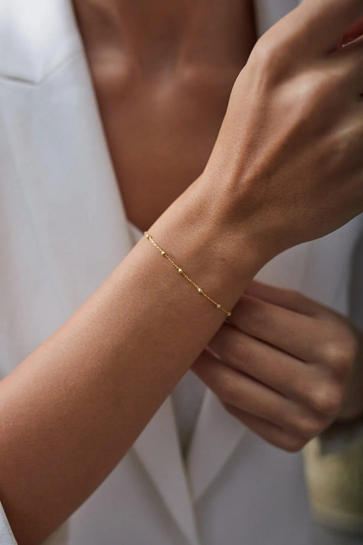 Bead Curb Chain Sterling Silver Adjustable Satellite Bracelet Set sold by Spero London product image thumbnail 4