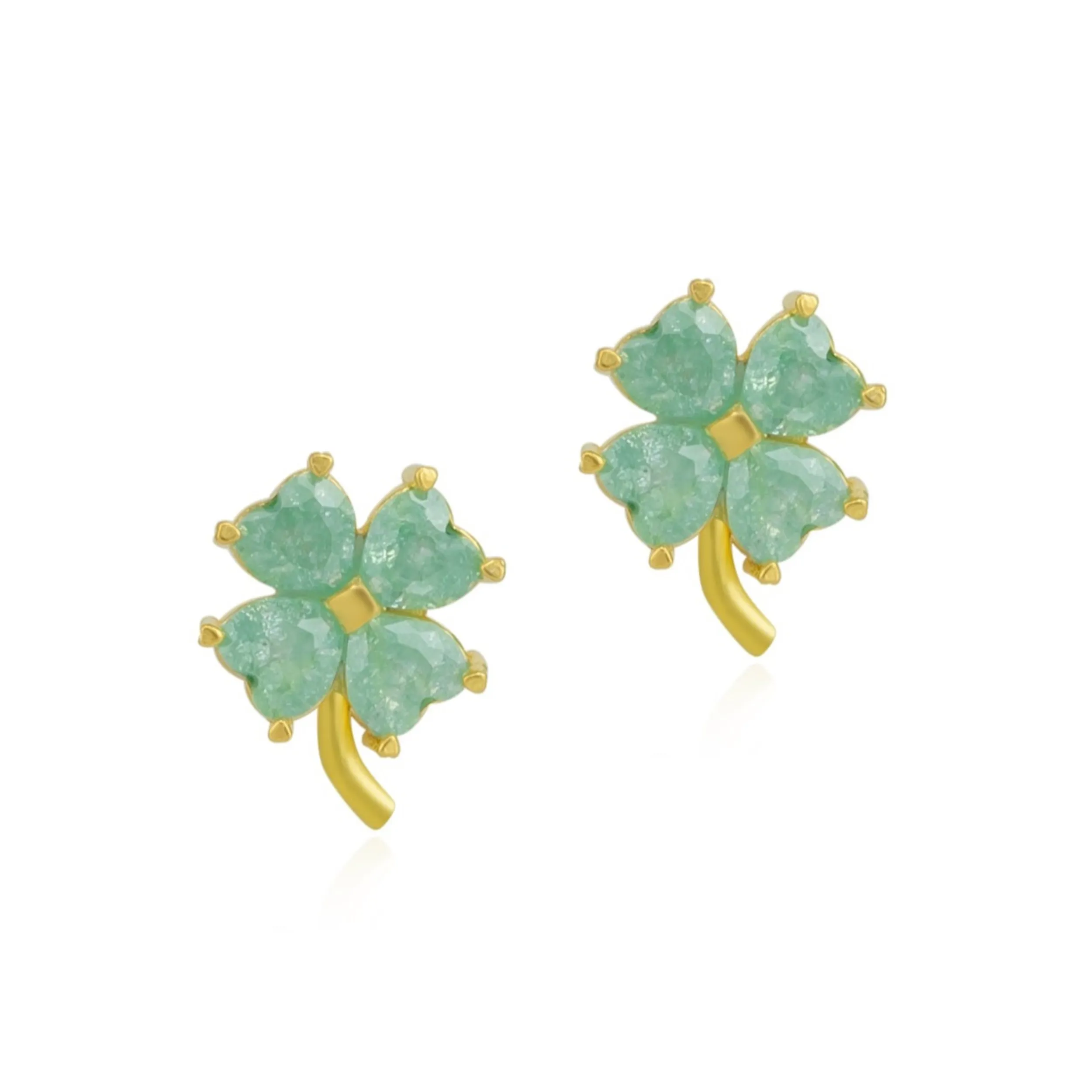 Four Leaves Clover Sterling Silver Stud Earrings- Green sold by Spero London product image thumbnail 5