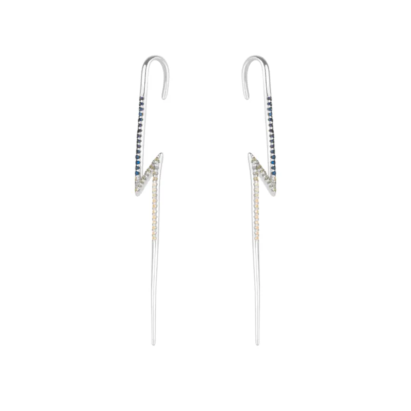 True Lightning Gemstones Sterling Silver Bolt Ear Crawler - Pair sold by Spero London
