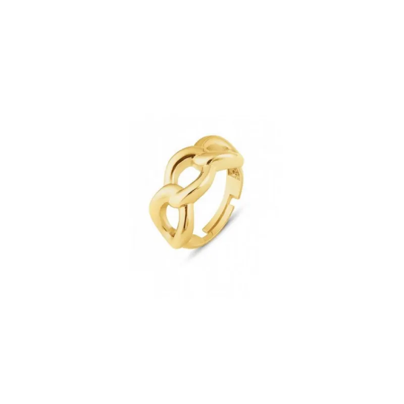 Chunky Three Hoop Chain Sterling Silver Adjustable Statement Ring sold by Spero London