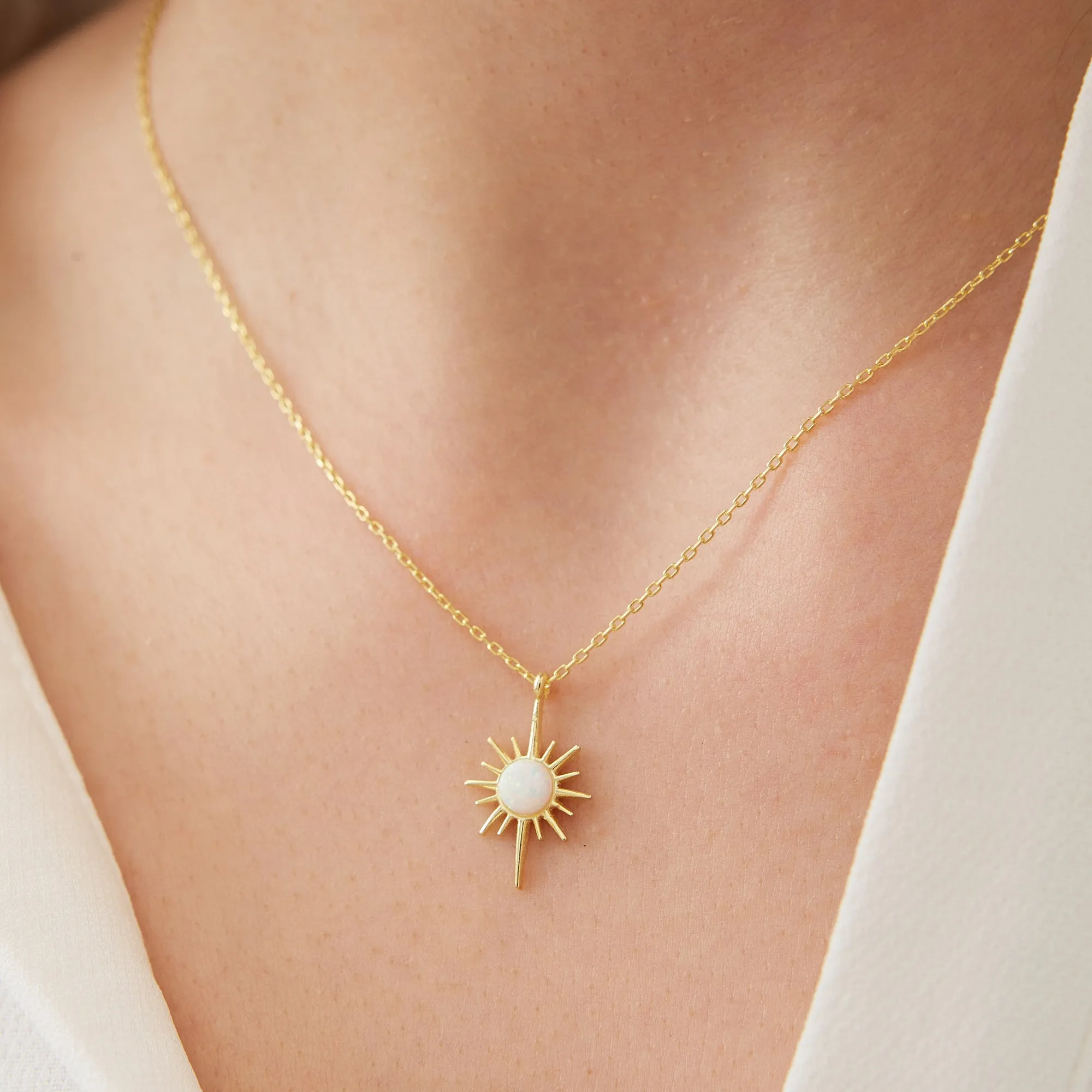 White Opal Northernstar Sterling Silver Pendant Necklace and Earrings Set sold by Spero London product image thumbnail 4