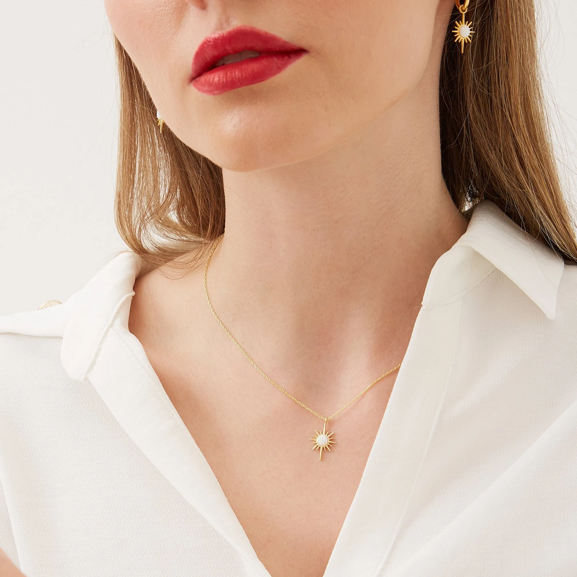 White Opal Northernstar Sterling Silver Pendant Necklace and Earrings Set sold by Spero London product image thumbnail 3