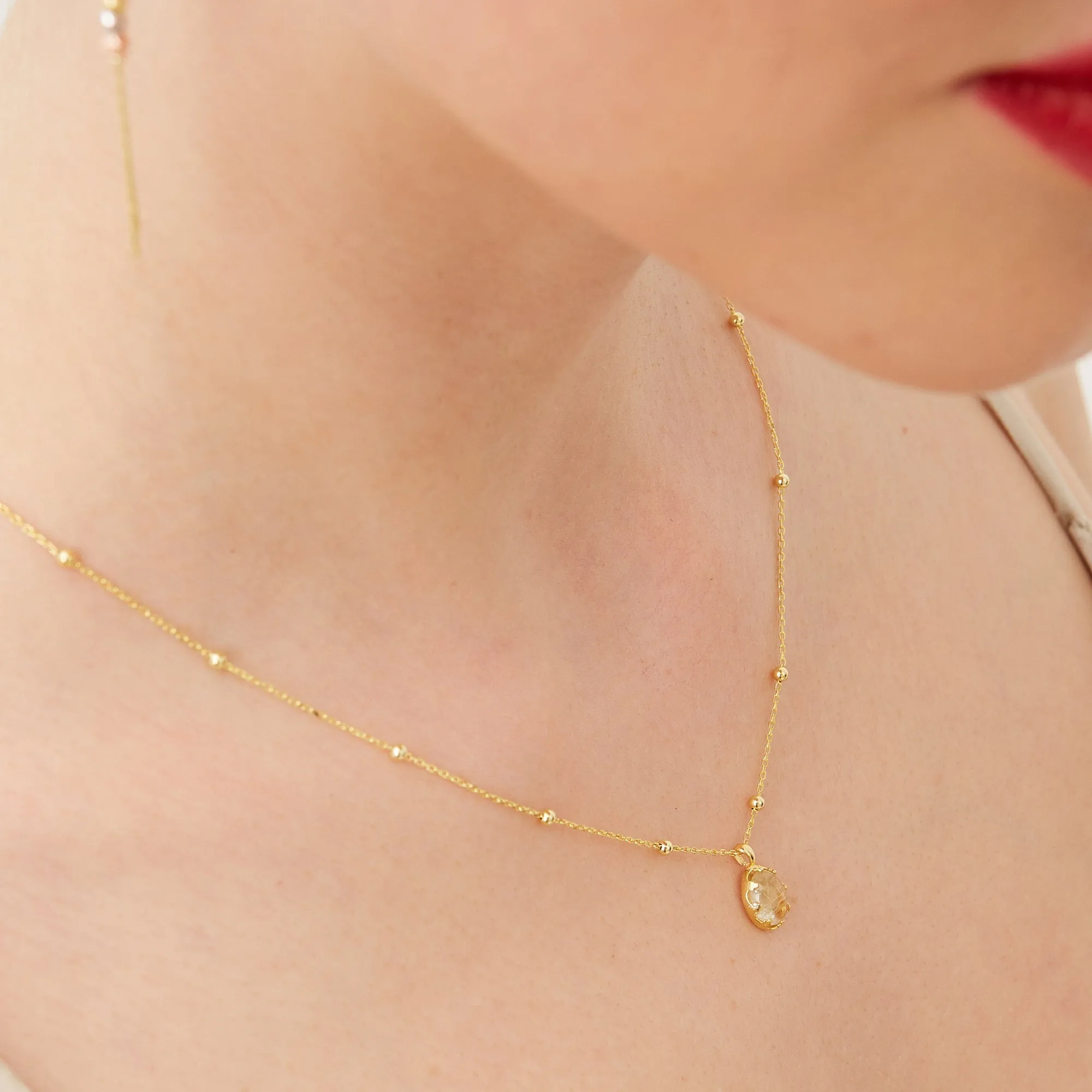 Moonstone Sterling Silver Pendant Necklace With Beaded Chain sold by Spero London product image thumbnail 5