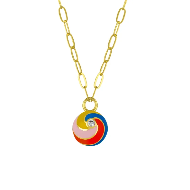 Spiral Enamel Sterling Silver Necklace made by Spero London