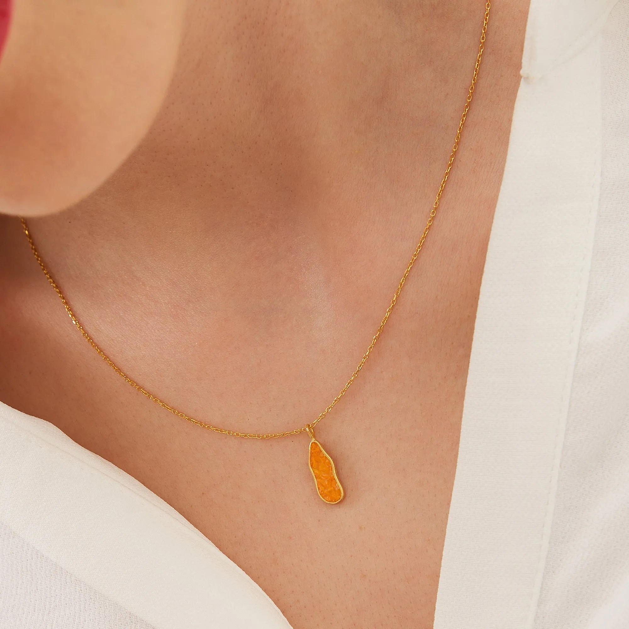 Molten Coral and Amber Sterling Silver Gold Plated Pendant Necklace sold by Spero London product image thumbnail 2