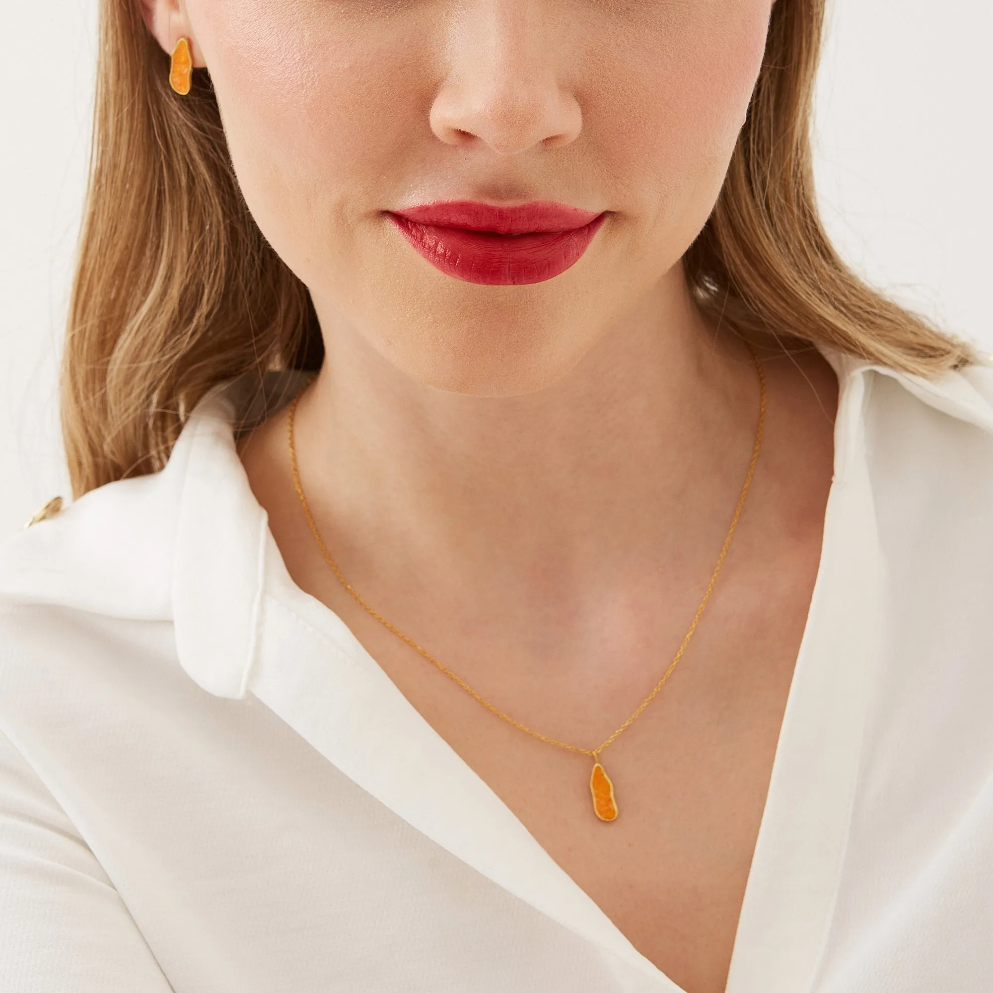 Molten Coral and Amber Sterling Silver Gold Plated Pendant Necklace sold by Spero London product image thumbnail 4