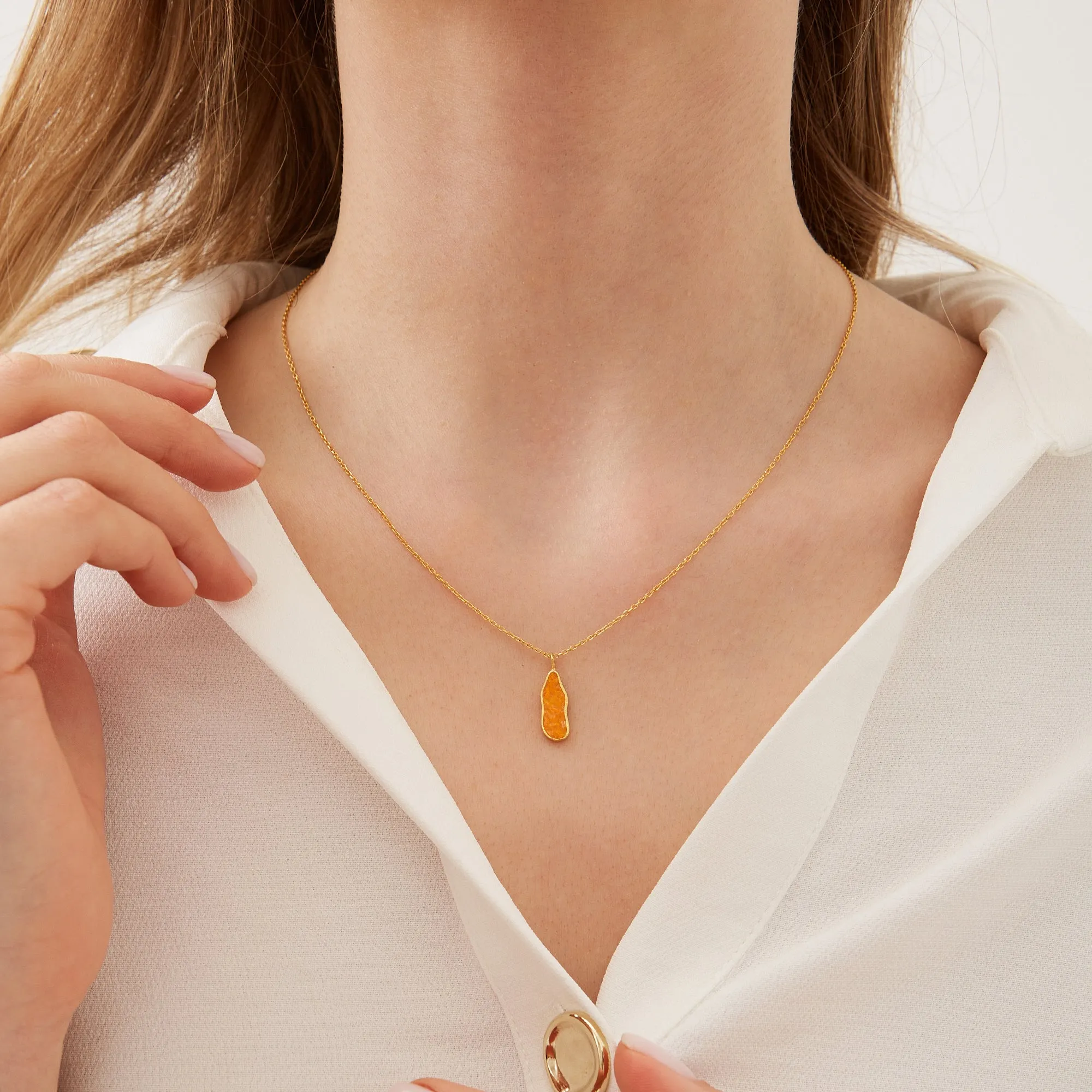 Molten Coral and Amber Sterling Silver Gold Plated Pendant Necklace sold by Spero London product image thumbnail 5