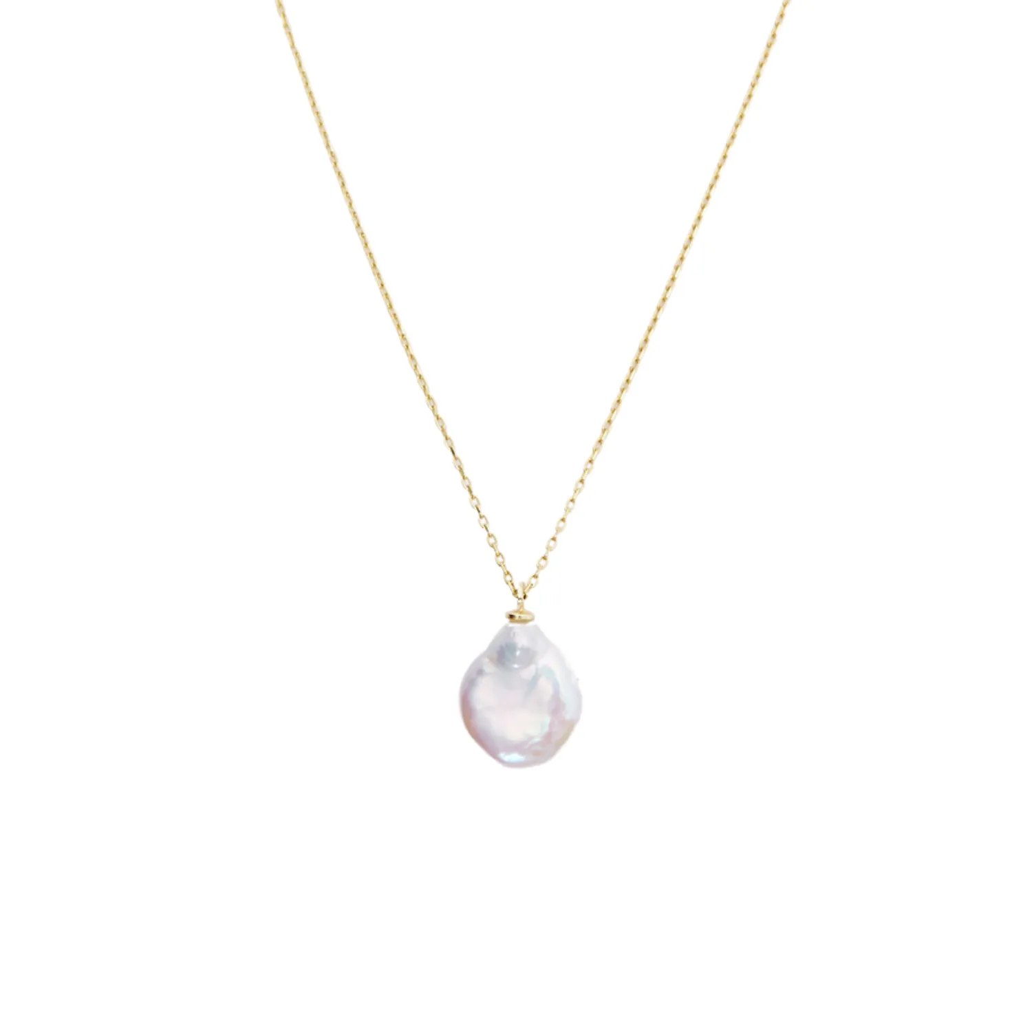 Baroque Flat Pearl Pendant Necklace Sterling Silver sold by Spero London