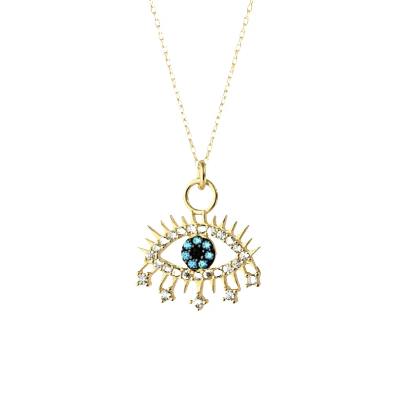 Evil Eye Earring Blue Eye Eyelash Sterling Silver Pendant Necklace sold by Spero London