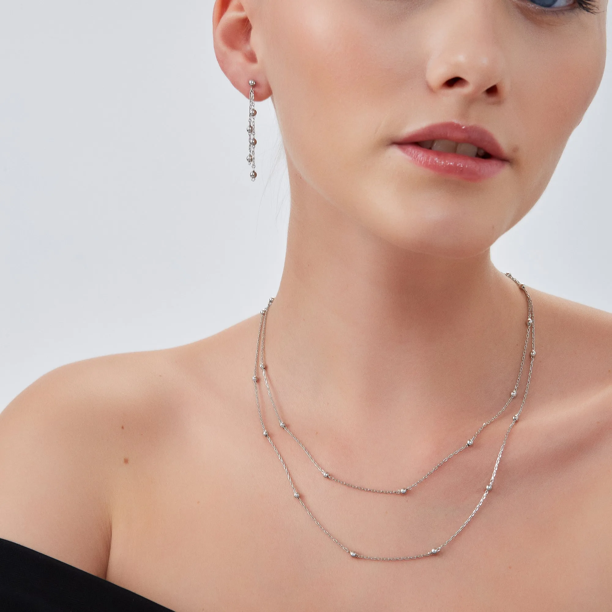 Dorissa Multicolour Sterling Silver Beaded Double Necklace sold by Spero London product image thumbnail 3