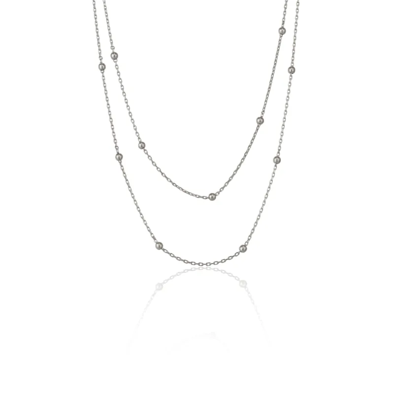 Dorissa Multicolour Sterling Silver Beaded Double Necklace sold by Spero London