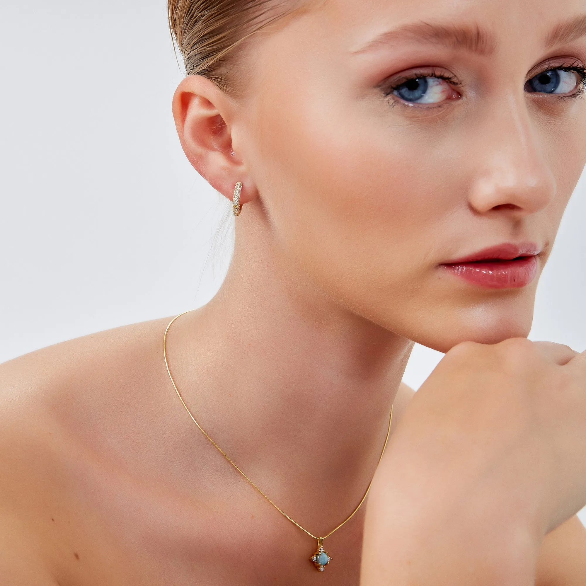 Pave Sterling Silver Hoop Earrings sold by Spero London product image thumbnail 4