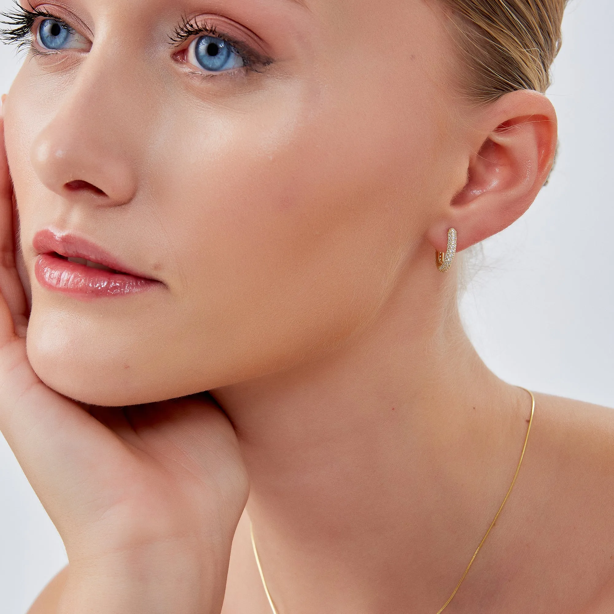 Pave Sterling Silver Hoop Earrings sold by Spero London product image thumbnail 3