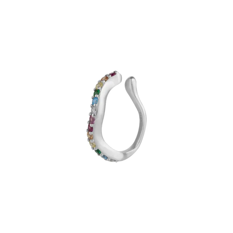 Molten Rainbow Sterling Silver Ear Cuff - Single sold by Spero London