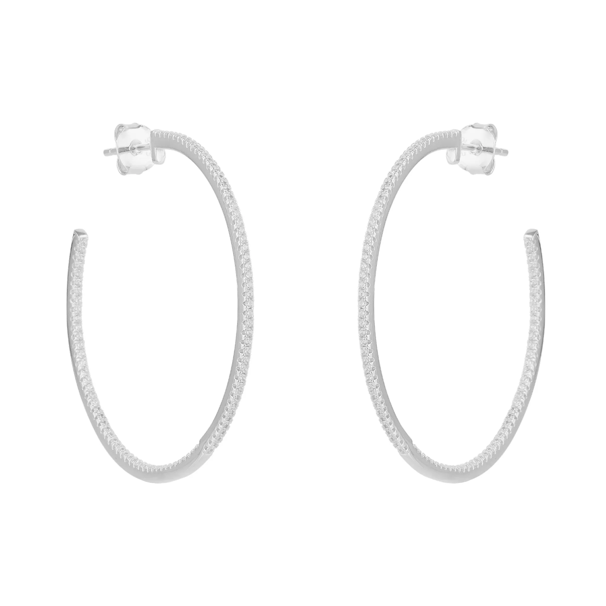 Sterling Silver Large Stud Hoop Earring With Interior Gemstones sold by Spero London product image thumbnail 5