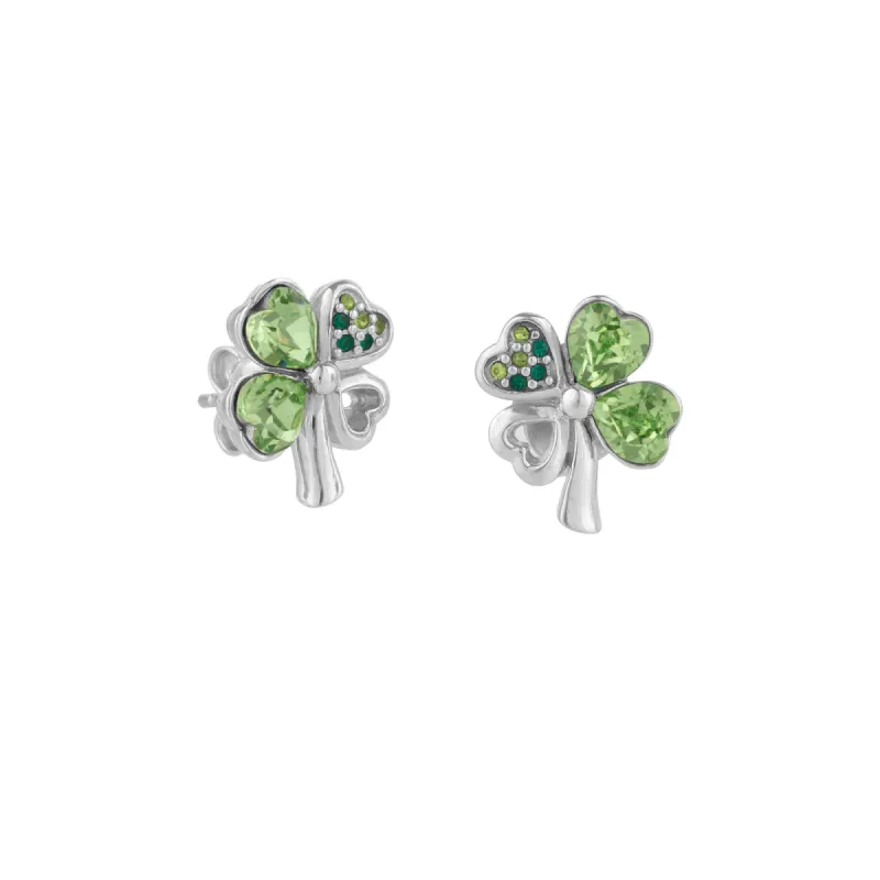 Four Leaf Clover Tones Of Green Earring in Sterling Silver sold by Spero London