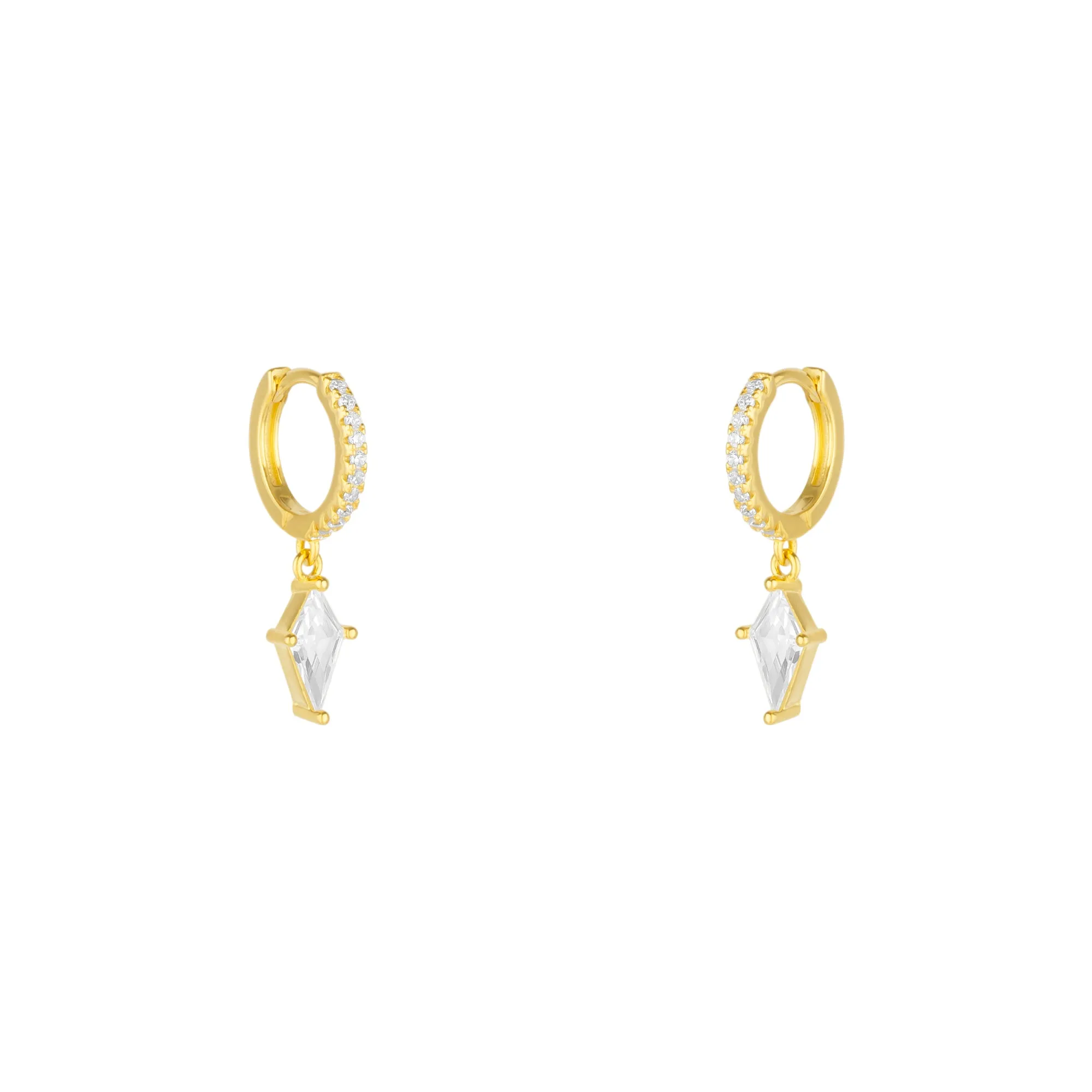 Sterling Silver Triangle Pave Spike Hoop Earrings sold by Spero London