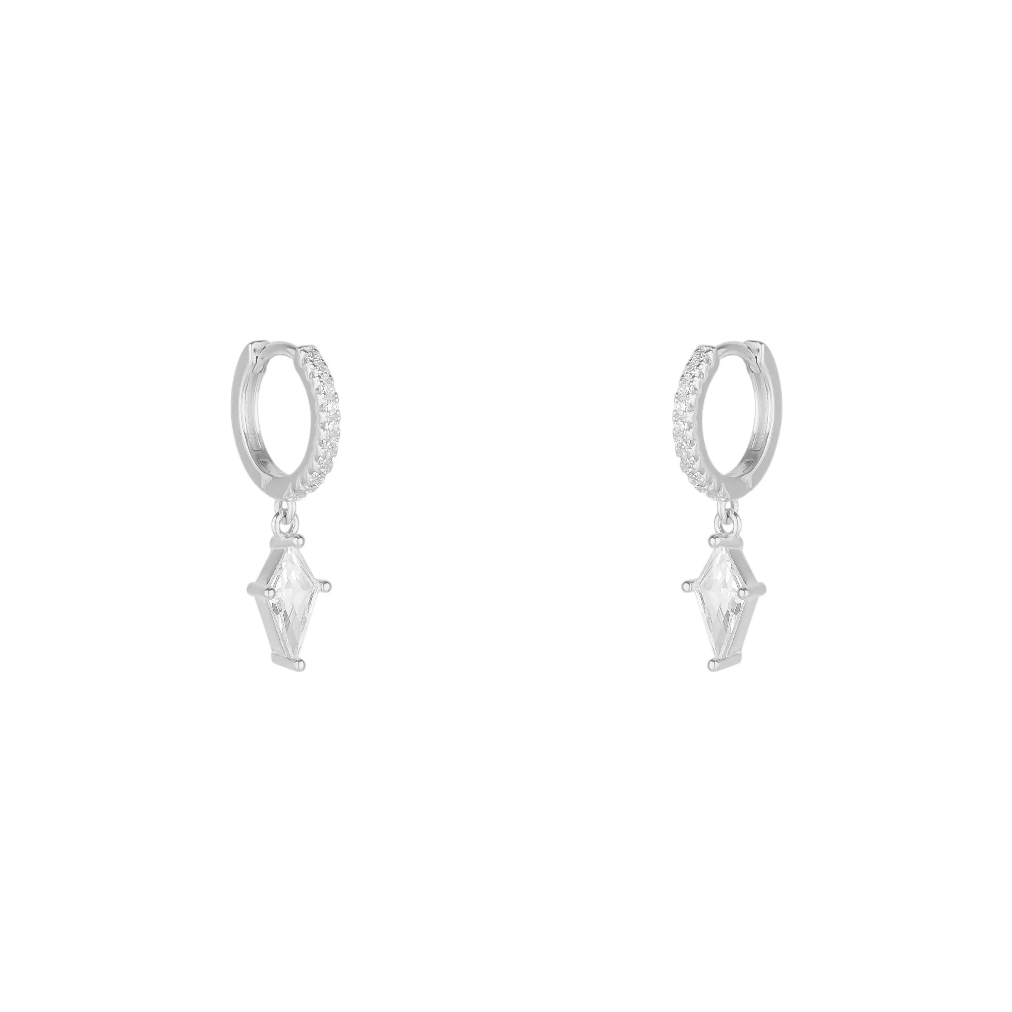 Sterling Silver Triangle Pave Spike Hoop Earrings sold by Spero London product image thumbnail 4