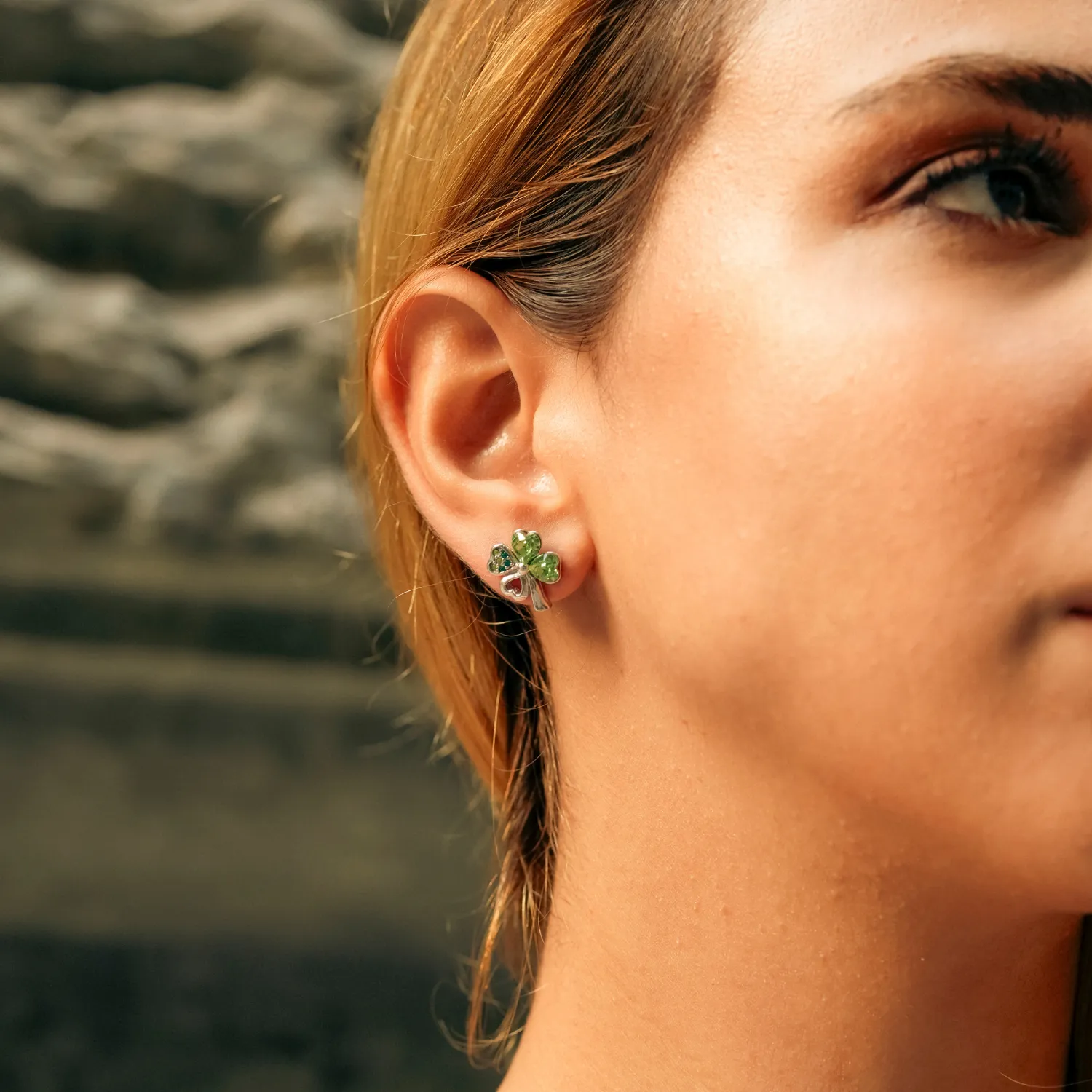Four Leaf Clover Tones Of Green Earring, Necklace & Ring Set in Sterling Silver sold by Spero London product image thumbnail 3
