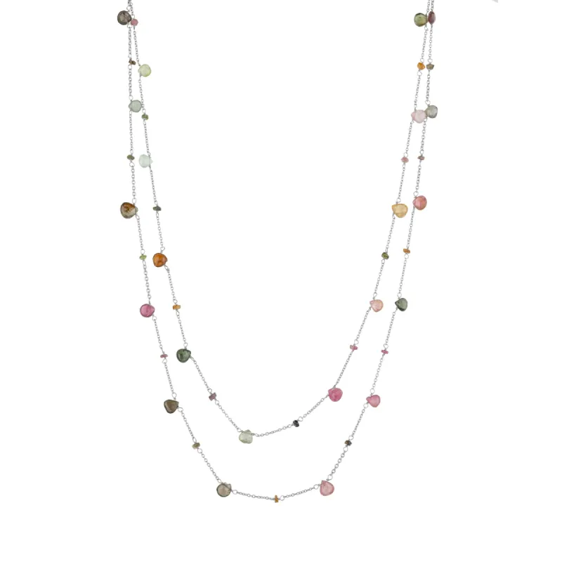 Sterling Silver Fine Tourmaline Double Layer Necklace sold by Spero London