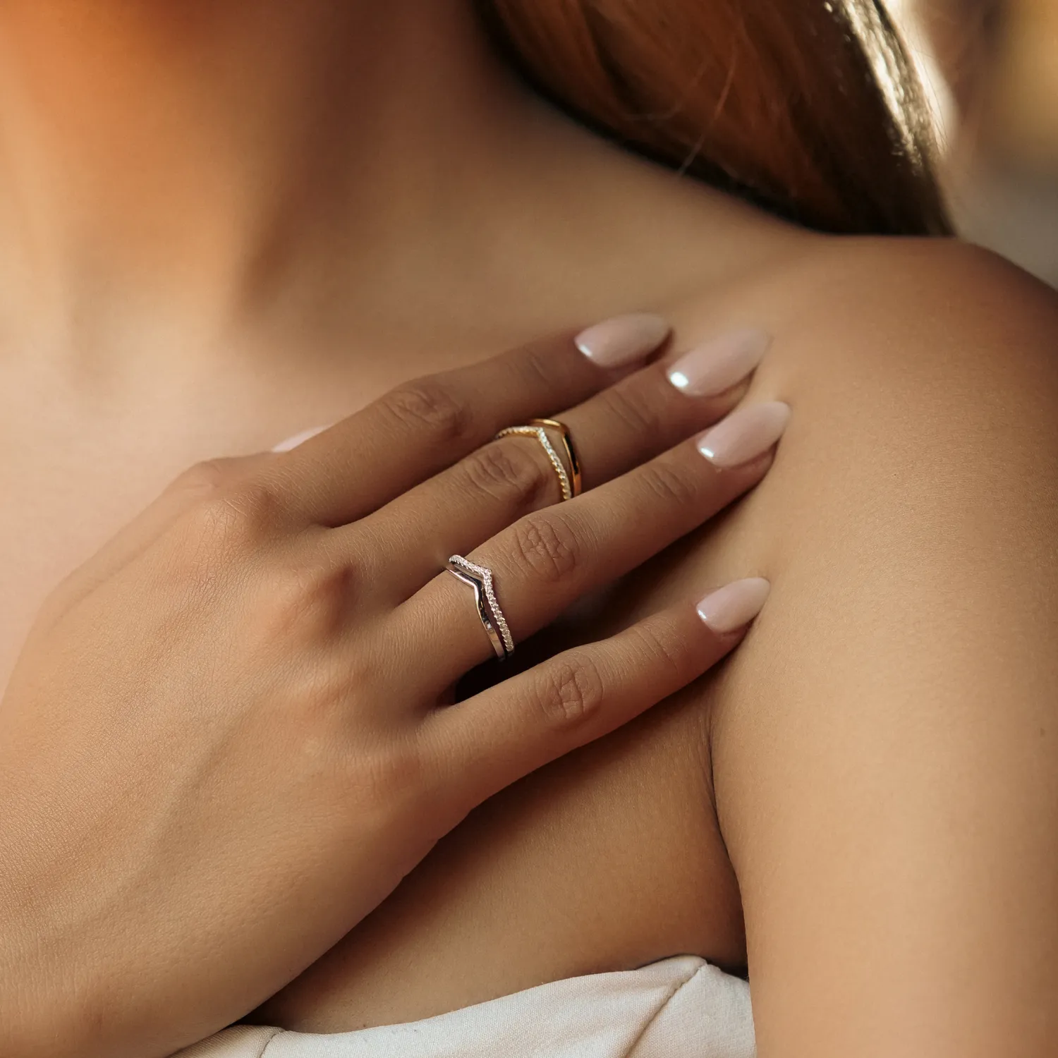 Sterling Silver Wishbone Stacker V Ring Set sold by Spero London product image thumbnail 2