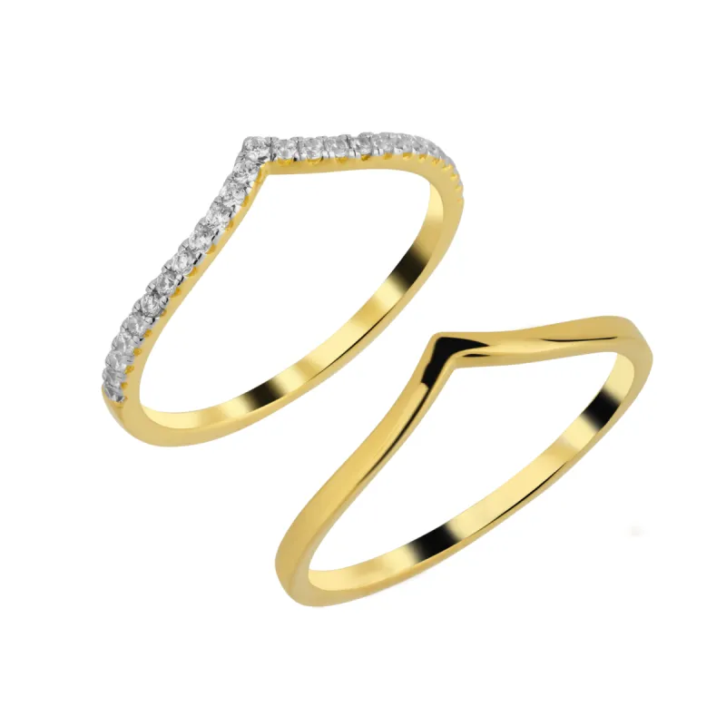 Sterling Silver Wishbone Stacker V Ring Set sold by Spero London