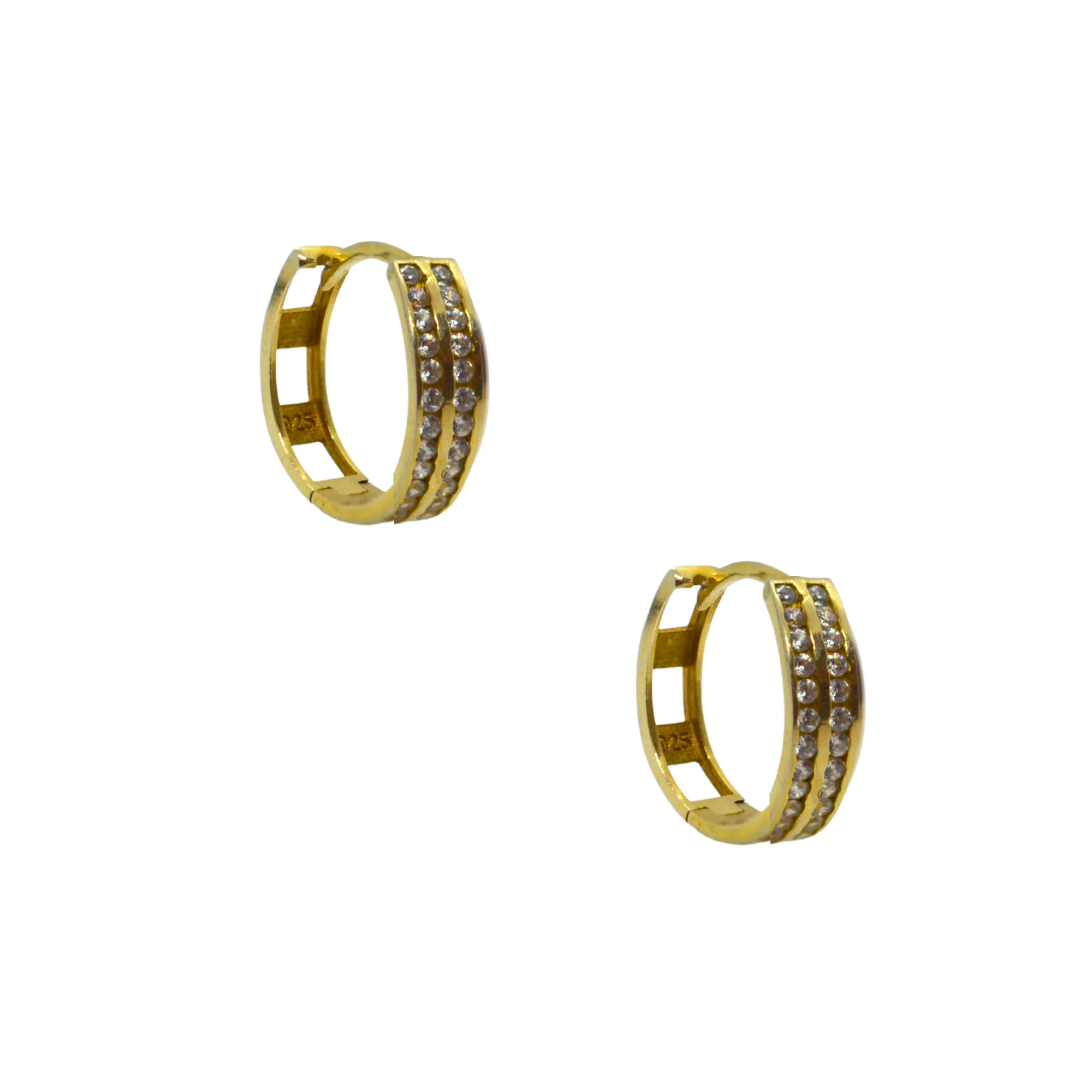 Cubic Zirconia Sterling Silver Pave Hoop Earrings sold by Spero London
