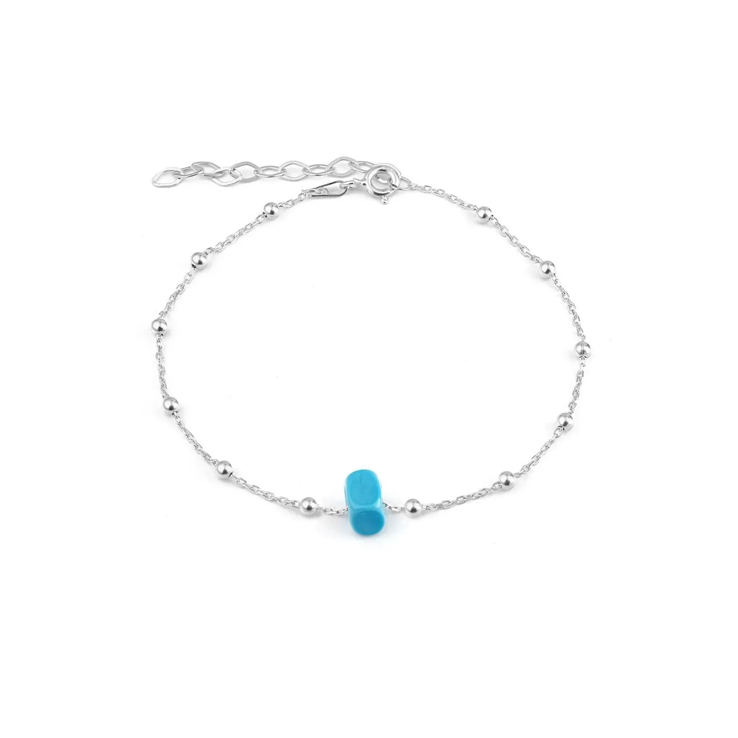 Sterling Silver Beaded Satellite Chain Bracelet With Turquoise Gemstone sold by Spero London product image thumbnail 3
