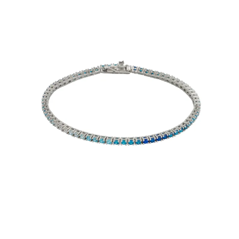 Sterling Silver Blue Gradient Fine Tennis Bracelet sold by Spero London