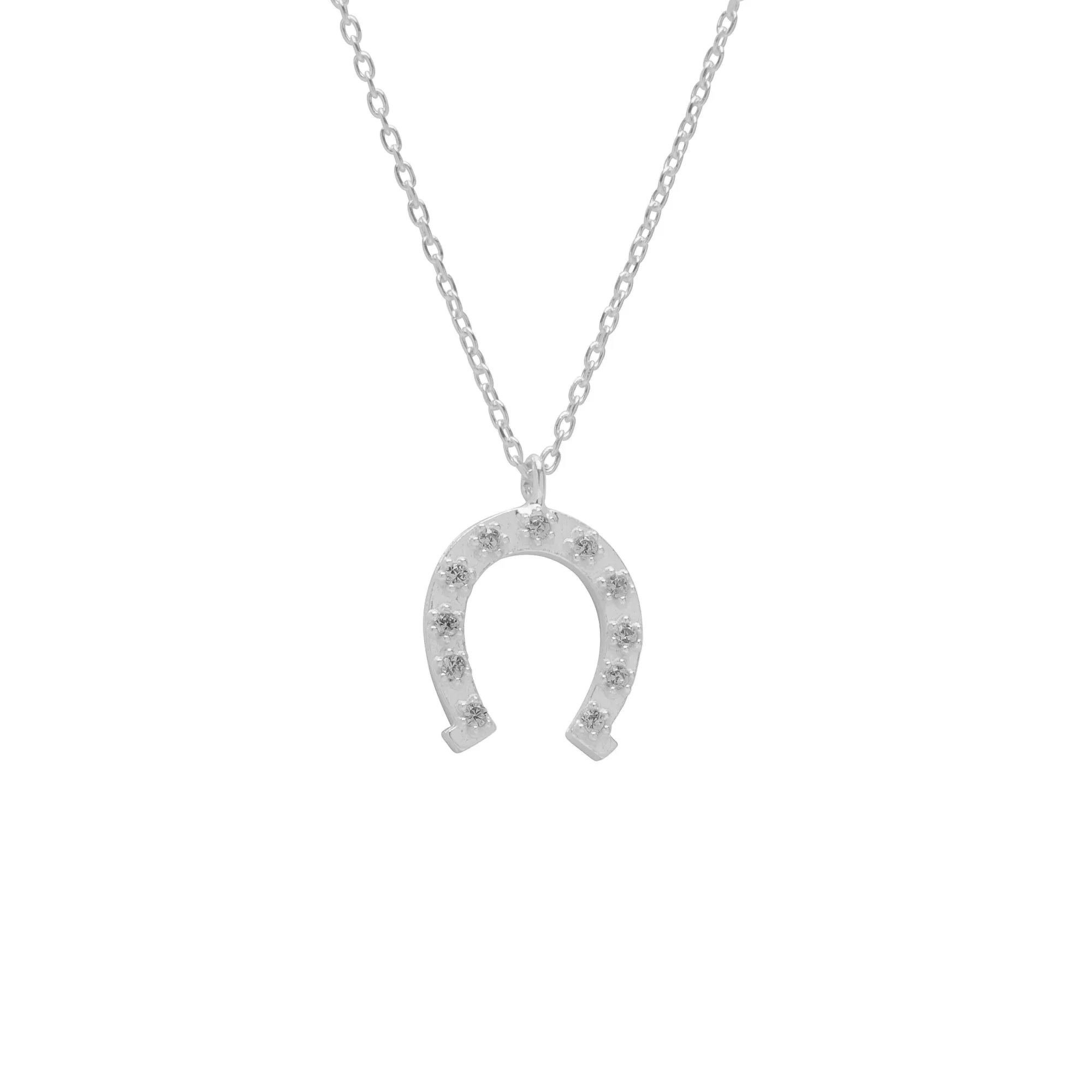 Sterling Silver Horseshoe Equestrian Necklace sold by Spero London