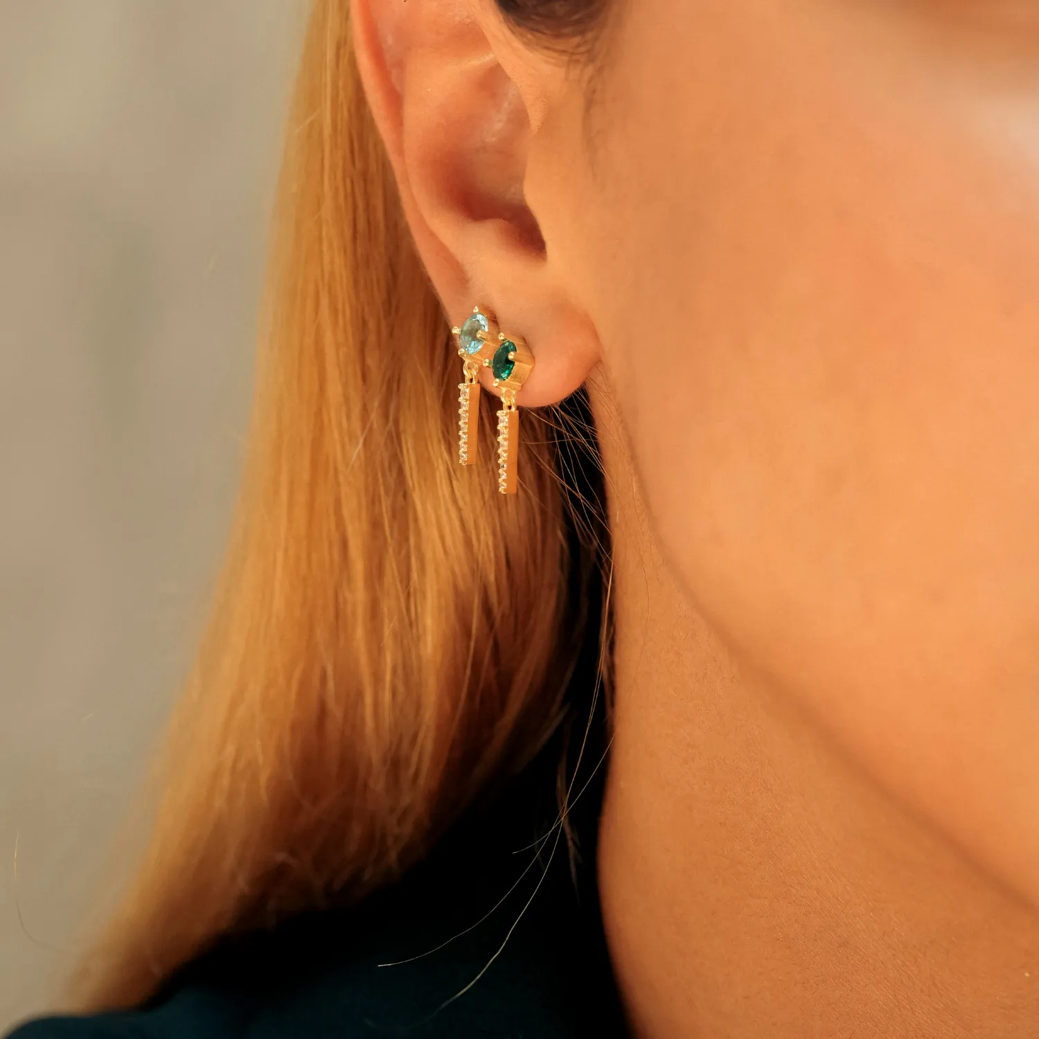 Sterling Silver Green Gemstone Spike Charm Sodalite Earrings sold by Spero London product image thumbnail 3