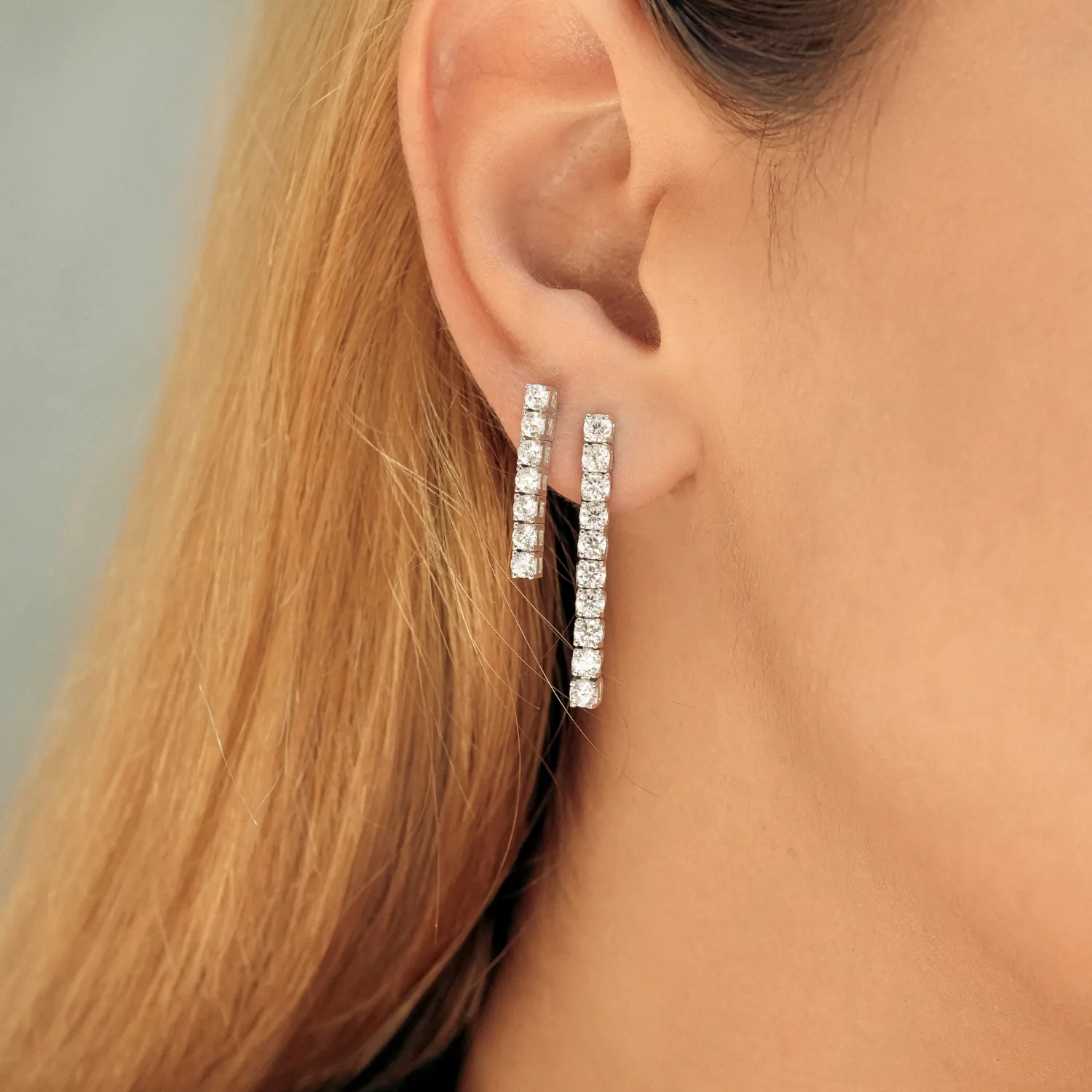 Sterling Silver Tennis Earring Long and Short - Single sold by Spero London product image thumbnail 3