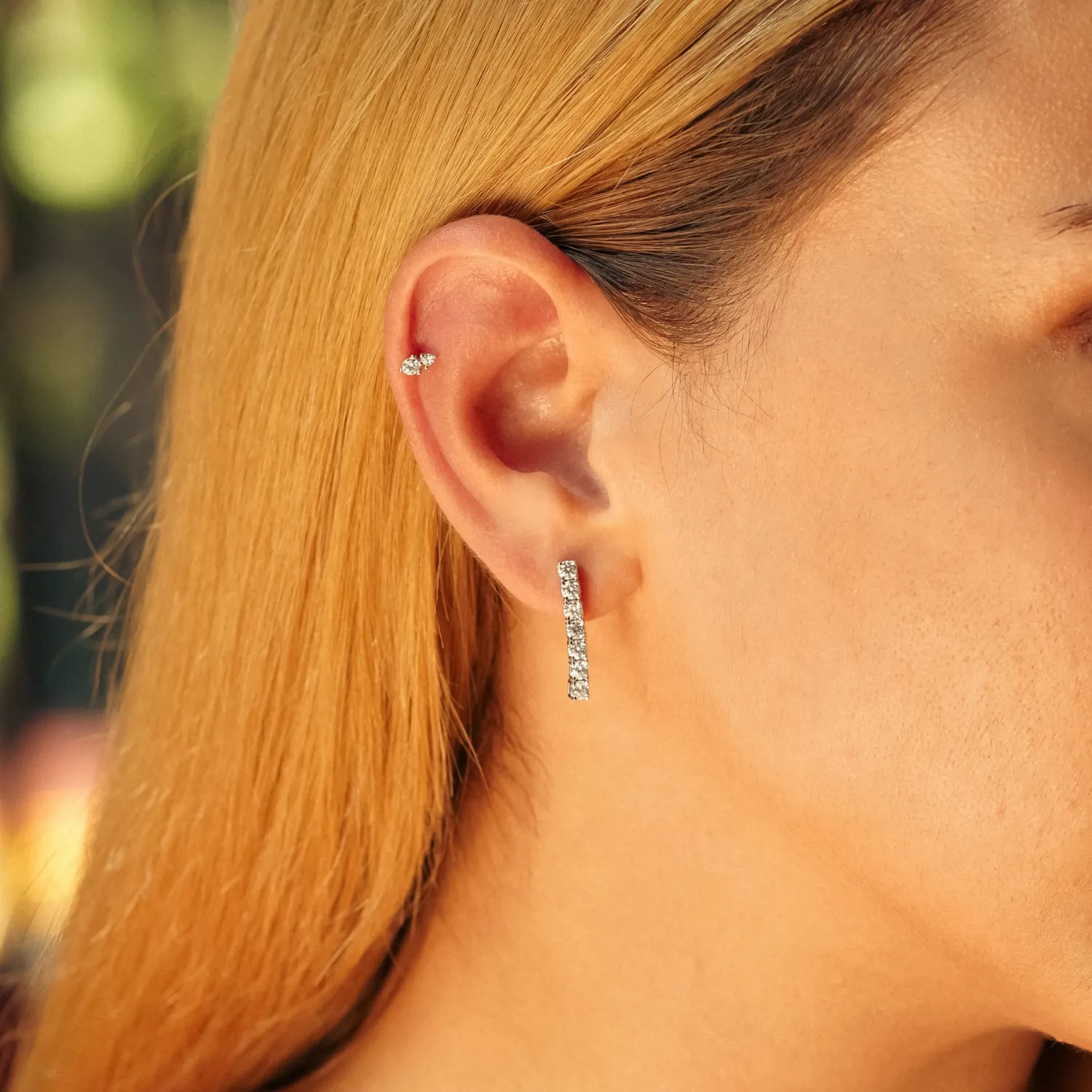 Sterling Silver Tennis Earring Long and Short - Single sold by Spero London product image thumbnail 4