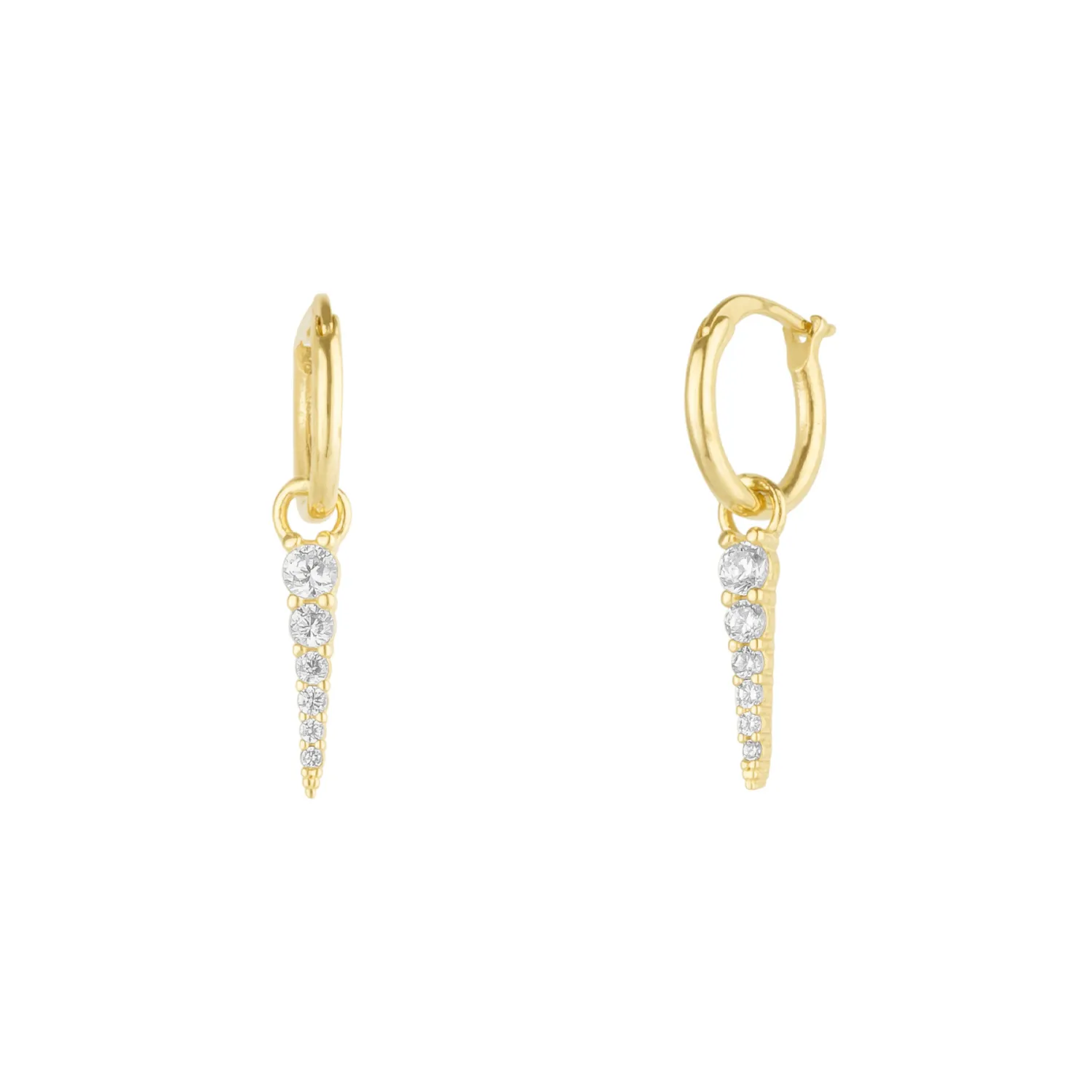 Fine Spike Pave Hoop Earrings 14ct Solid Gold sold by Spero London