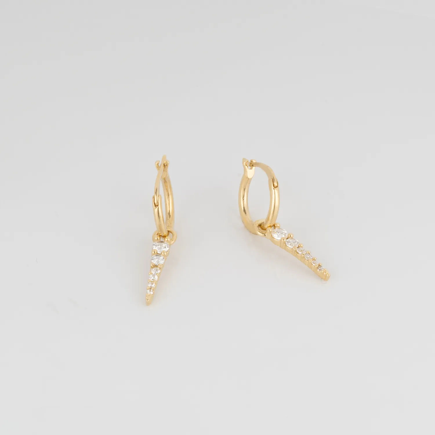 Fine Spike Pave Hoop Earrings 14ct Solid Gold sold by Spero London product image thumbnail 5