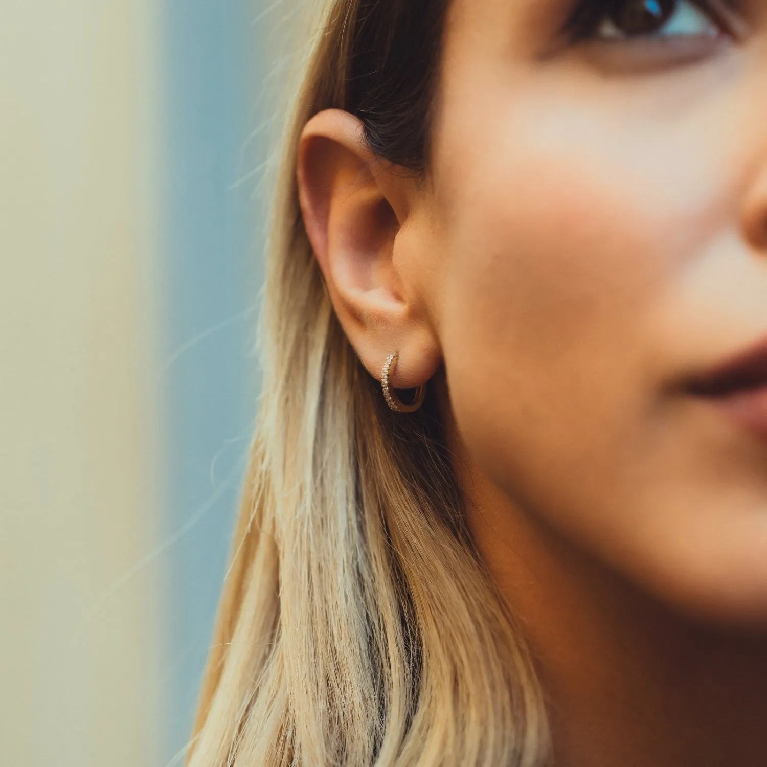 Fine Classic Pave Hoop Earrings 14ct Solid Gold sold by Spero London product image thumbnail 2